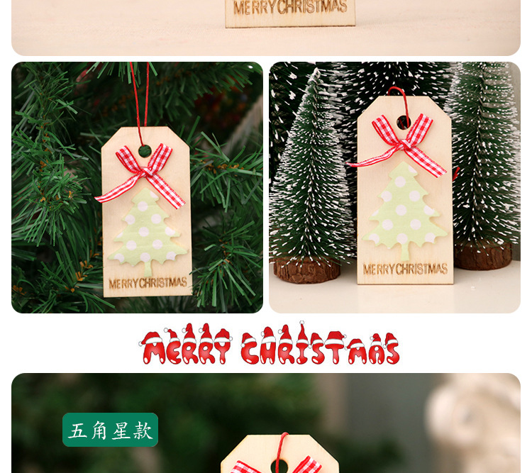 New Christmas Decoration Christmas Wooden Pendant Christmas Tree Pendant Bow Wooden Tag display picture 5