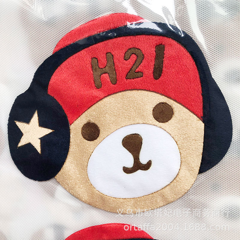 大耳机熊烫图布贴 立体烫画外贸卡通熨烫贴diy拼布装饰贴服装辅料