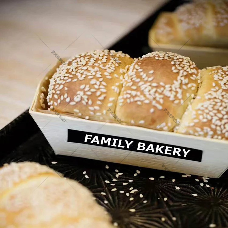 Calidad Alimentaria alta temperatura resistente molde de madera rectangular molde de pastel de madera grande para hornear papel taza pastel bandeja de madera