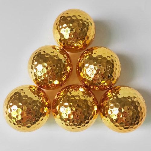 Cross-border golf double-layer gift ball, electroplated gold golf ball, printing customer LOGO