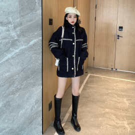 名媛小毛呢外套女2019秋季新款香风黑色韩版宽松洋气长袖百搭上衣