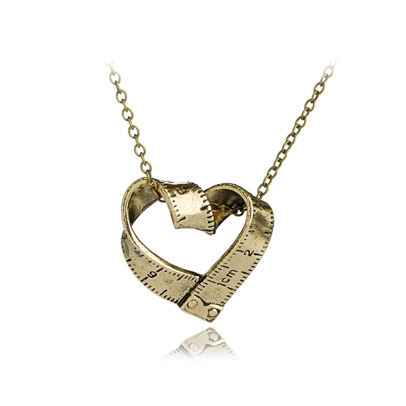 Scale Necklace Clavicle Chain Creative Retro Heart-shaped Rotating Tape Measure Pendant Necklace Accessories Wholesale Nihaojewelry display picture 9
