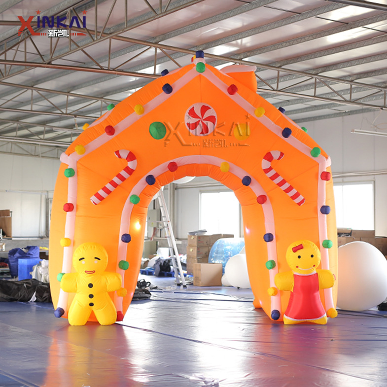 充气圣诞卡通拱门充气圣诞节装饰品商场活动布置发光圣诞拱门