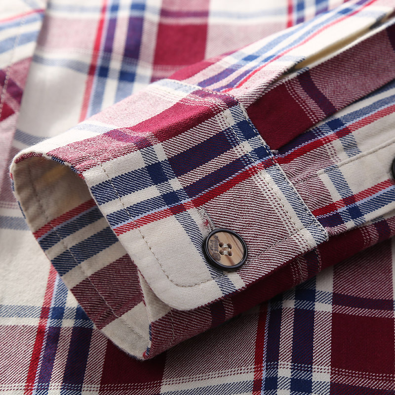 2019 transfronteriza nueva camisa de manga larga a cuadros solapa de algodón de los hombres primavera y otoño casual Camisa de los hombres forro de fondo