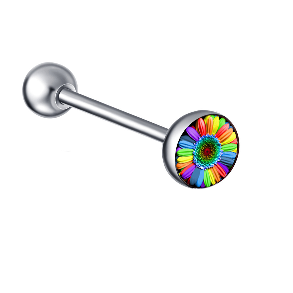Mixed Color Pattern Stainless Steel Straight Barbell Tongue Piercing Jewelry Insect Style Ethnic detail image 21