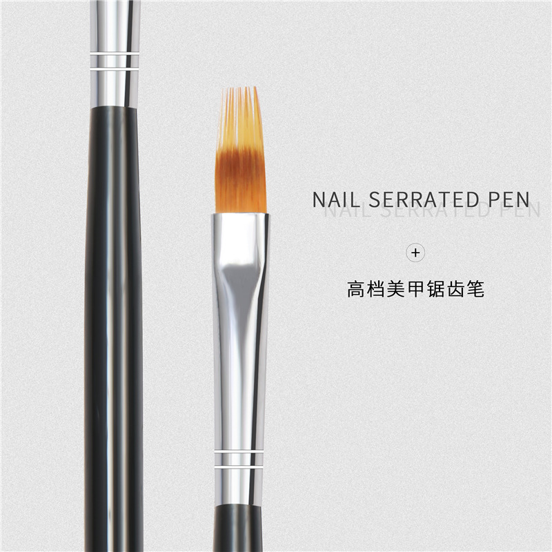 Cross-border especial Negro Varilla dentada pluma gradiente de uñas pluma floreciente forma especial cabeza de la pluma de Arte de uñas de doble capa