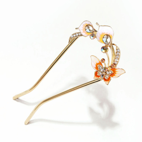 Chinese-style ancient costume headwear U-shaped hairpin bridal hair accessories alloy hair comb peacock-shaped rhinestone hair comb