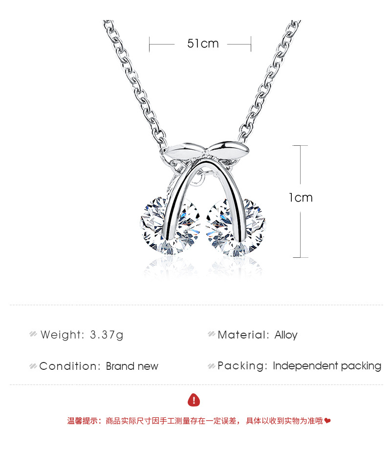 Zircon Cherry Pendant Necklace Clavicle Chain Fashion Short Necklace Wholesale