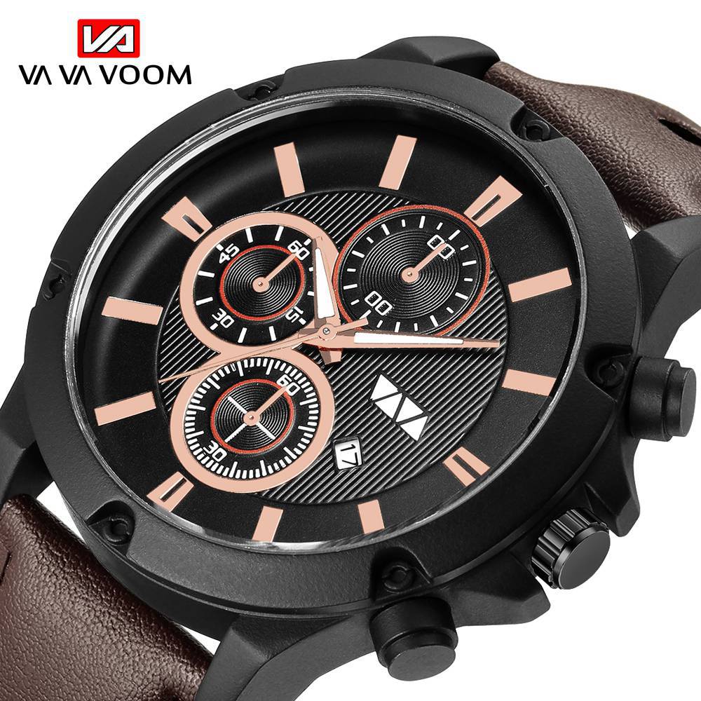 Men's sports quartz watch, big round hol...