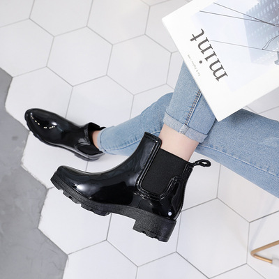 A6时尚明星短筒雨鞋雨靴四季女士低筒松紧气质马丁靴百搭水鞋鞋子