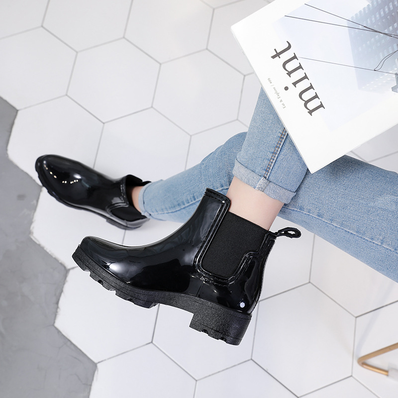 A6时尚明星短筒雨鞋雨靴四季女士低筒松紧气质马丁靴百搭水鞋鞋子