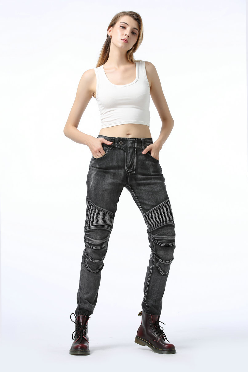 Fábrica directa Loong biker motocicleta jeans Mujer Harley motocicleta vintage ciclismo pantalones Pantalones de carreras