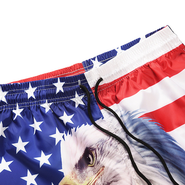 Summer Whitehead Eagle National Flag Printed Beach Trousers Loose 