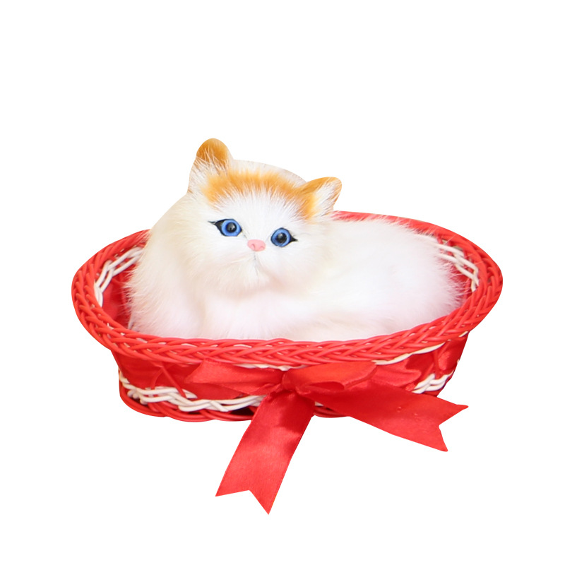 厂家直销仿真小猫皮毛小动物汽车摆件一按会叫猫咪玩具礼品饰品|ru