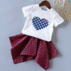 Little girl Korean two piece suit girls’ Cotton Top Girls’ versatile skirt