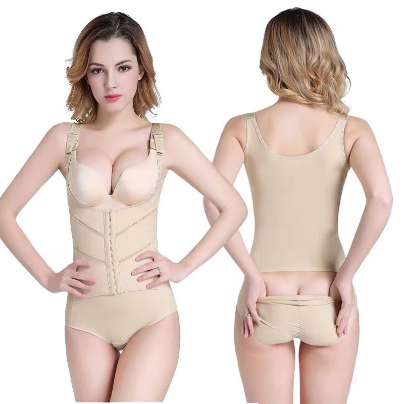 外贸三角塑身衣后脱式连体瘦身收腹束腰提臀美体排扣加强束身内衣|ms