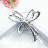 Fashionable blue metal crystal, high-end brooch with bow lapel pin, simple and elegant design