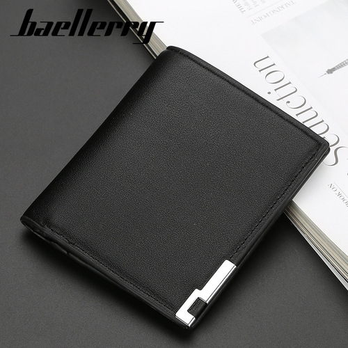 baellerry men's short wallet Korean style thin iron edge multi-card slot wallet horizontal and vertical card holder wholesale