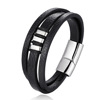 Bracelet stainless steel, men's woven jewelry, genuine leather