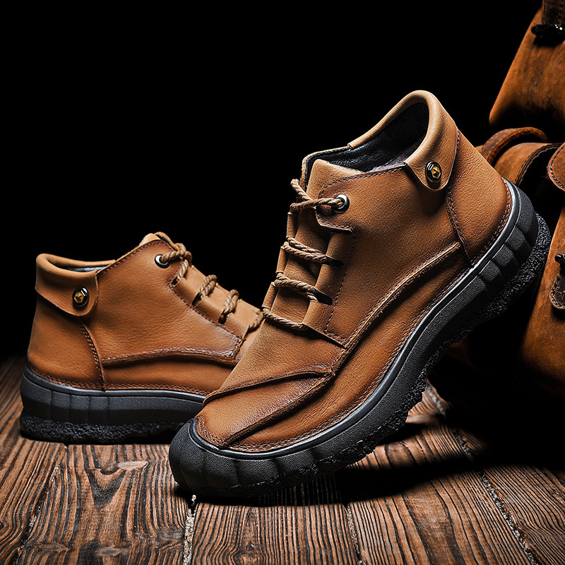 登山鞋男户外休闲皮鞋大码耐磨棉鞋头层牛皮爸爸鞋加棉保暖徒步鞋|ms
