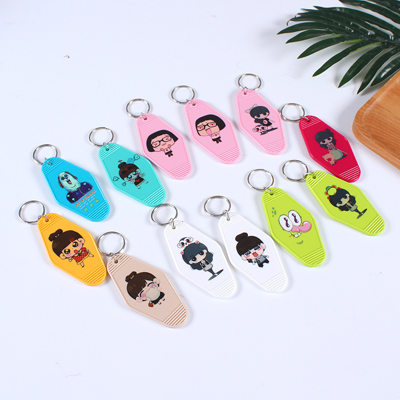 Color plastic key tag luggage tag number plate hotel diamond key tag can be printed logo