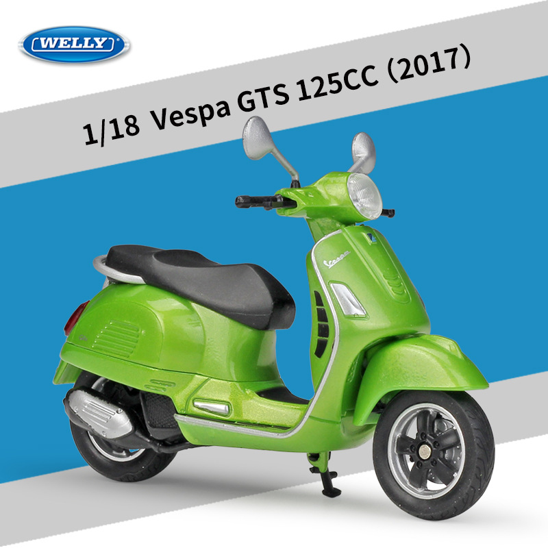 WILLY WELLY1:18 VESPA 2017 VESPA GTS 125 시뮬레이션 합금 스쿠터 모델