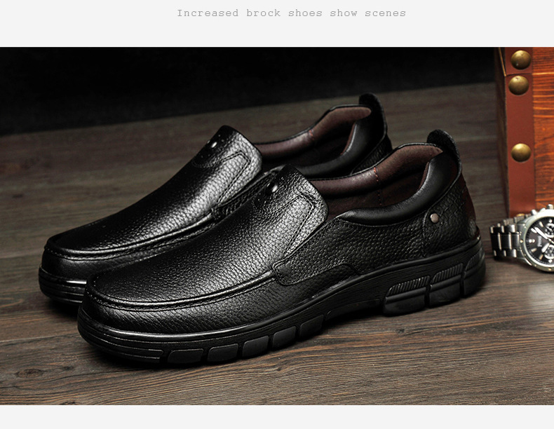 Wide Feet Round Head Shallow Mouth Large Size Foot Cover Men's Shoes Men's Outdoor Casual Leather Shoes Rubber Non-slip Sole_voghion.com