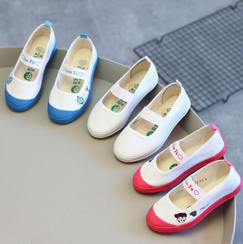 Qingdao Universal National Tour Children's Dance Shoes Boys and Girls White Shoes Canvas Shoes Gymnastics Shoes White Sneakers Sports Shoes