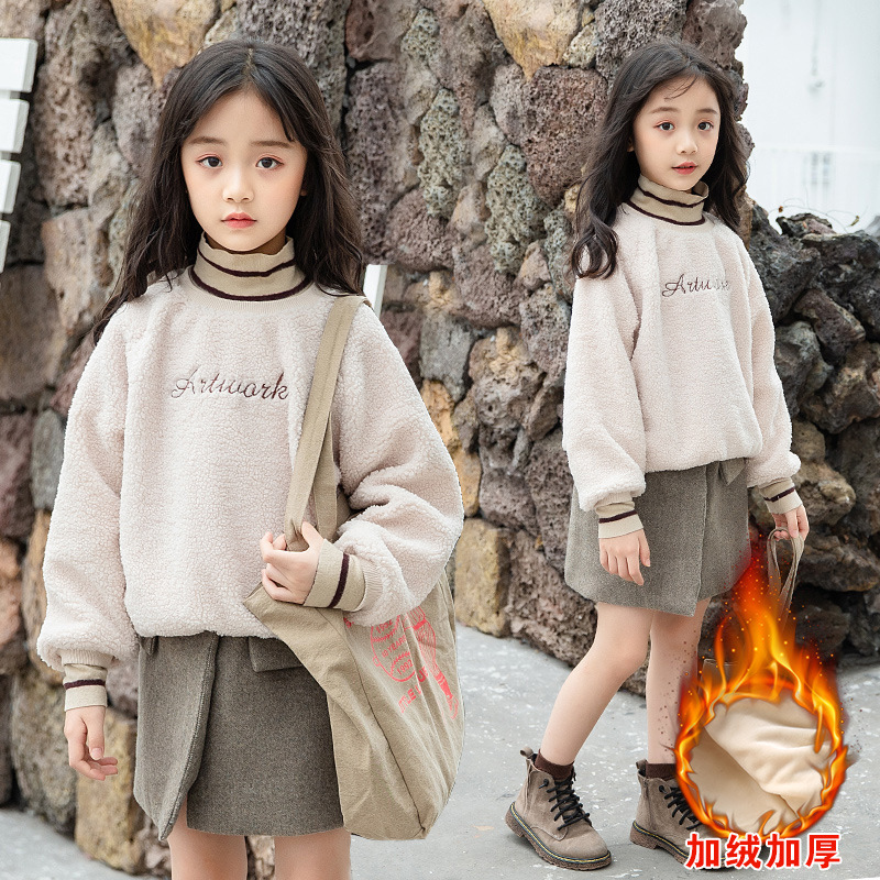 girl Lamb's wool coat 2019 The new 6 Autumn and winter 7 Thickening 8 Children 9 Plush Big boy Western style sweater