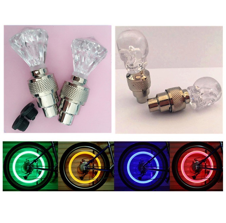 Mountain bike Kito Gas nozzle lights Diamonds Colorful Valve lights Hot Wheels Flash lamp Bicycle Lights Riding equipment
