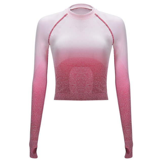 New Sports Long Sleeve Fashion Gradual Air-permeable Yoga Garment High-end Seamless Customized Euro-American Style Fitne