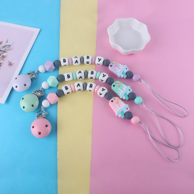 Amazon bebé silicona chupete cadena bebé dientes molienda cadena calmante mordedor anti-gota cadena fabricante