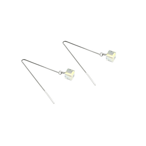 Ins cool vibe accessory s925 pure silver aurora sugar cube stud earrings earring trendy crystal earrings for women club party fashion