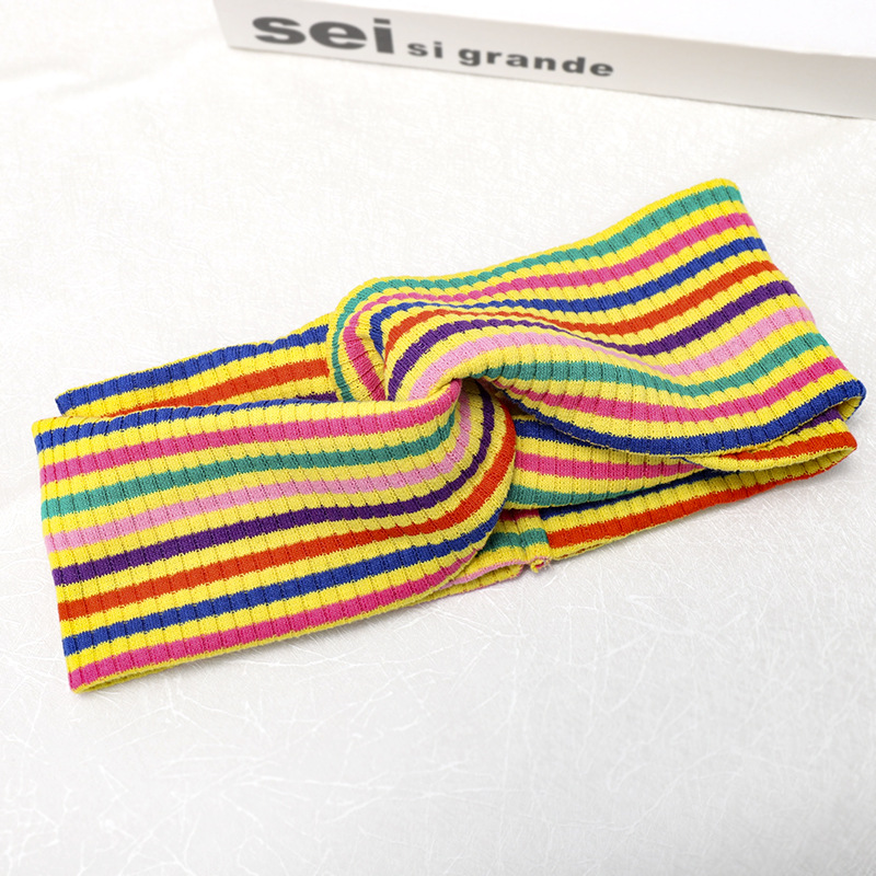 Rainbow Striped Headband Autumn And Winter Hot Sale Knotted Headscarf display picture 4