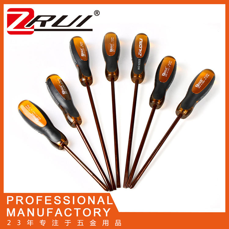 S2 rojo transparente PVC pegamento recubierto a prueba de aceite de dos colores destornillador Cruz-palabra hogar herramienta de reparación industrial destornillador