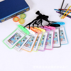PVC luminous mobile phone waterproof bag Transparent fluorescent diving mobile phone case Touch screen luminous sealed swimming waterproof bag