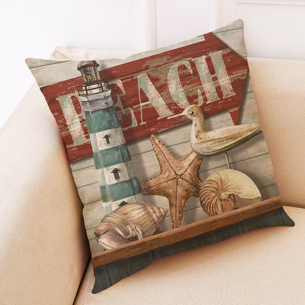 现代简约北欧风格船锚棉麻抱枕 沙发靠垫套 汽车抱枕沙发靠垫定制