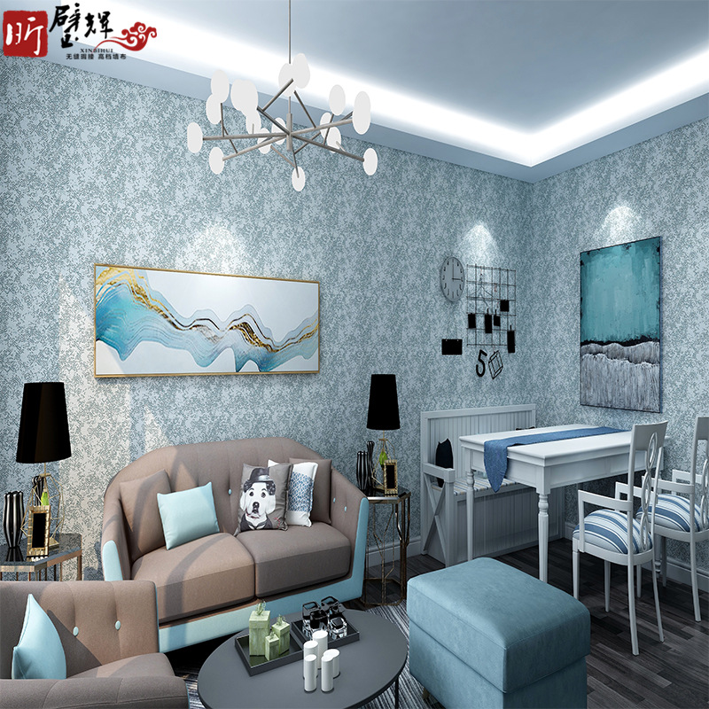 新款素色简欧风格 厂家直销无缝提花墙布 防水环保家装建材非墙纸|ms