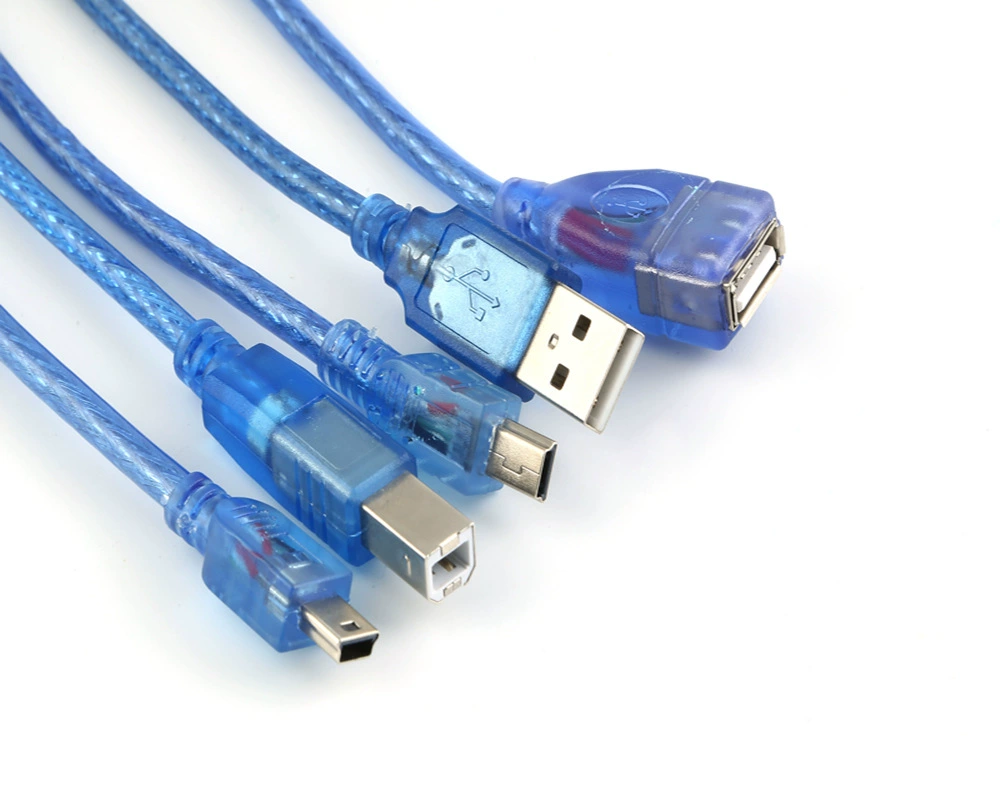 Фабричная прямая продажа чистой меди прозрачная синяя USB автомобильная линия 0.3 метра USB удлинитель печать 5PT порт до