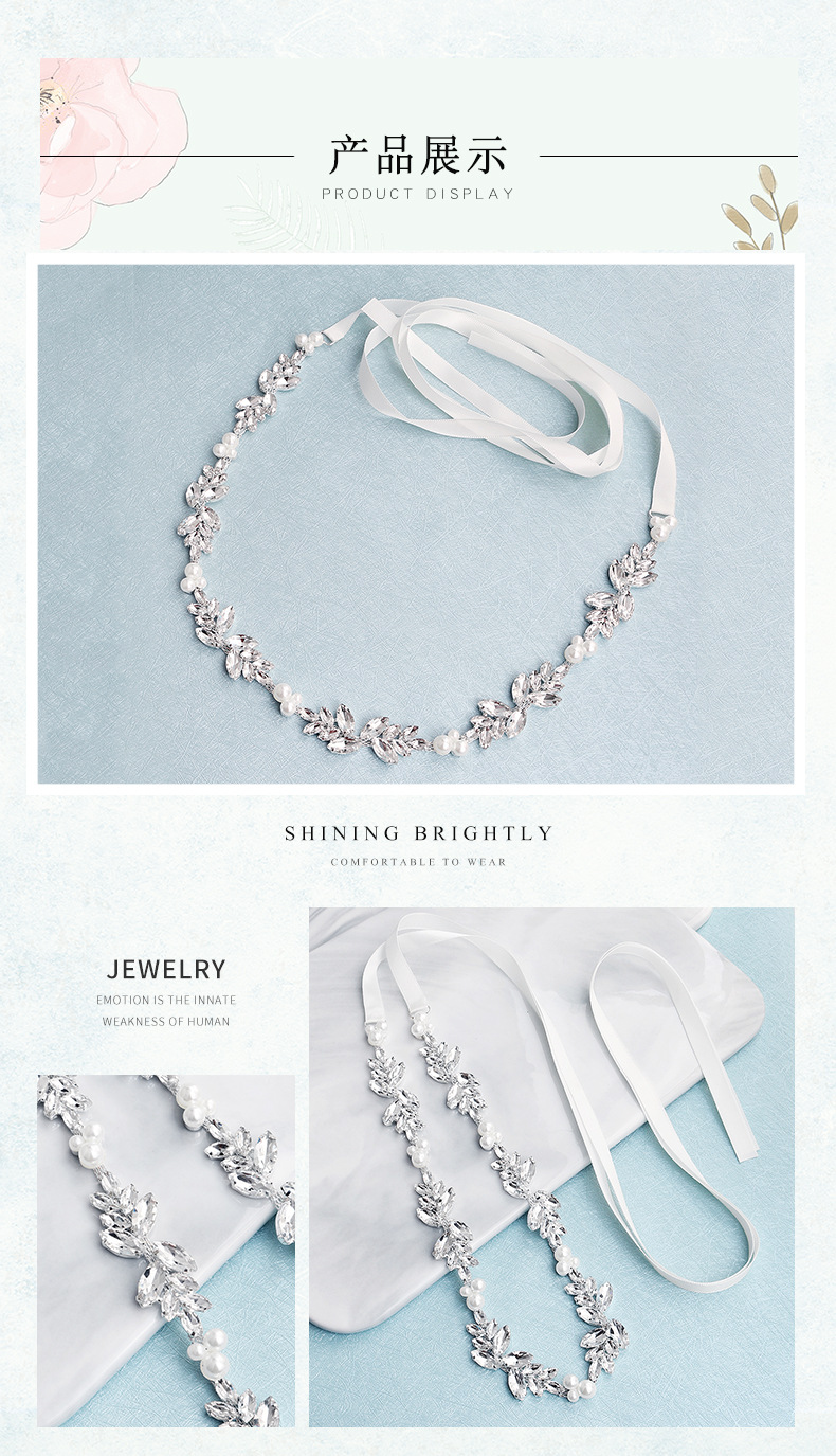 Hot selling fashion diamond-studded bride wedding dress belt