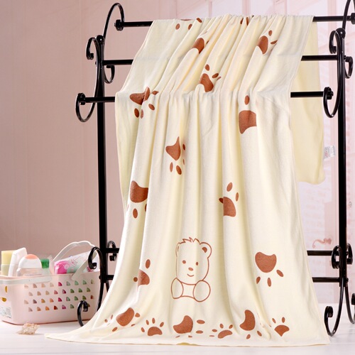 Manufacturer wholesale cartoon printed bath towel soft water absorbent thickened microfiber 70*140 bath towel custom logo