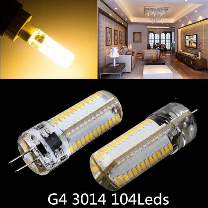 厂家直销led灯珠G4插泡104珠3014 220V110VLED水晶灯5W替代卤素灯
