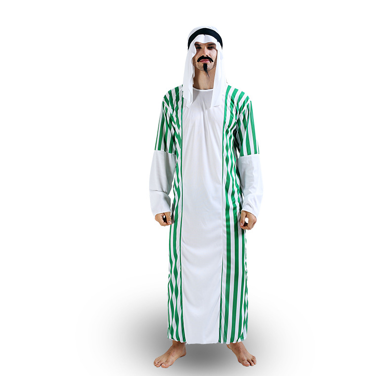 Halloween arabisk prinsdräkt för män grön vit randig_voghion.com