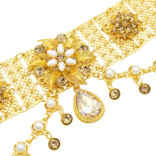 New Fashion Rhinestone Tassel Belly Dance Waist Chain Bohemian Gold Luxury Flower Body Chain Wholesale