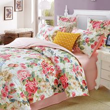 奢华美式60支贡缎印花长绒棉四件套全棉被套家纺四件套批发