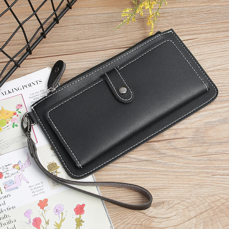 116g Weight Zipper Closure Type Business, Travel Occasion Pu Leather Material Solid Color Pattern Women'S Gender Square Shape Light Grey, Dark Grey, Rose Red, Pink, Red, Green, Blue, Gold, Black Color Fashion Multi-function Zipper Multi-card Buckle Wallet 1