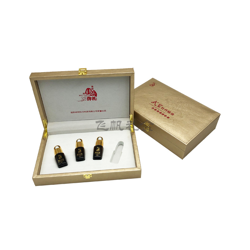 厂家牡丹精油包装盒 新款化妆品口红套装pu皮盒 高档冻干粉包装盒