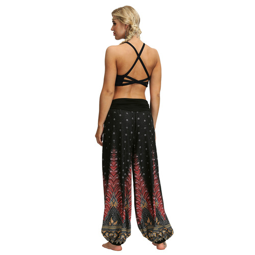 Yoga pants for women Thailand Indonesia feather digital print loose large wide leg pants Sports Dance Yoga lantern pants