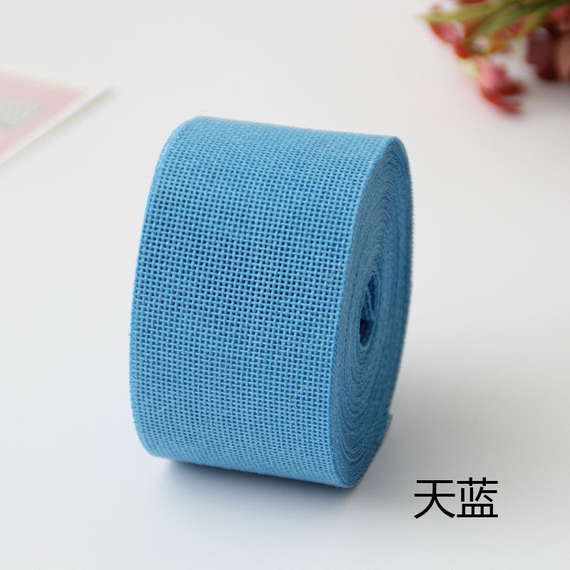 Cinta de lino de imitación DIY decoración de la boda 5CM color poliéster rollo de lino decoración del partido ventas directas de la fábrica