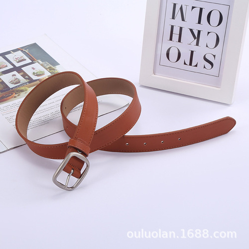  New Women's Belt Korean Style Simple Retro Square Pin Buckle Belt Female Student Youth With Jeans Belt